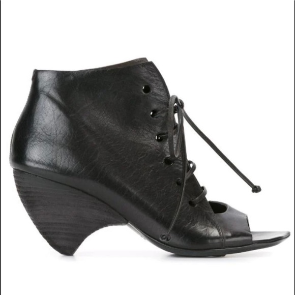 Marsell Shoes - Marsell Black Leather Lace-up Booties